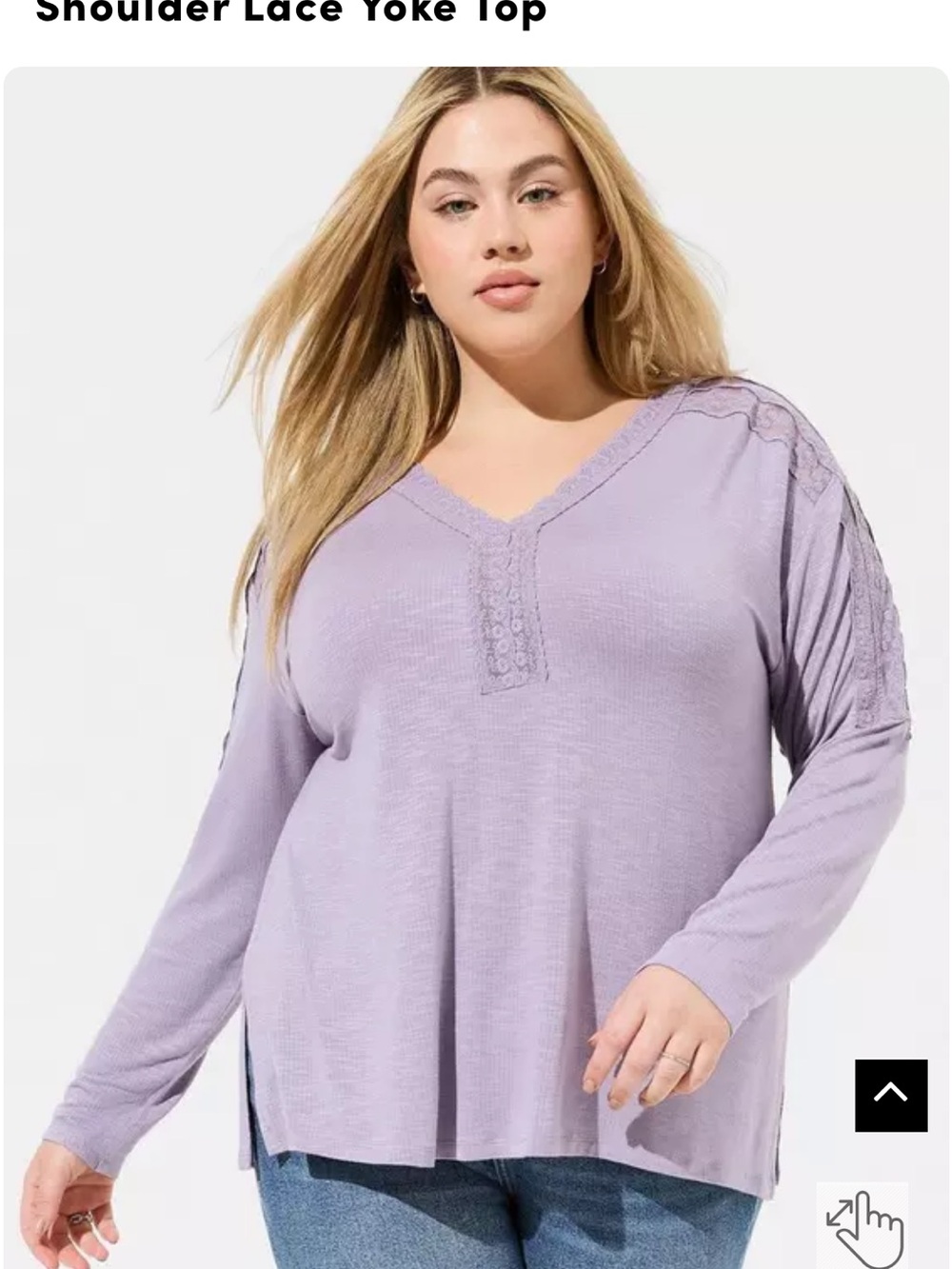 TORRID Super Soft Slub Long Sleeve Drop Shoulder Lace Yoke Top Black